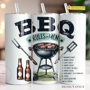 Funny BBQ Tumbler Wrap, Beer 20 Oz Skinny Sublimation Tumbler PNG, BBQ Rules Tumbler Design, Father&#39;s Day Tumbler png Digital File Download