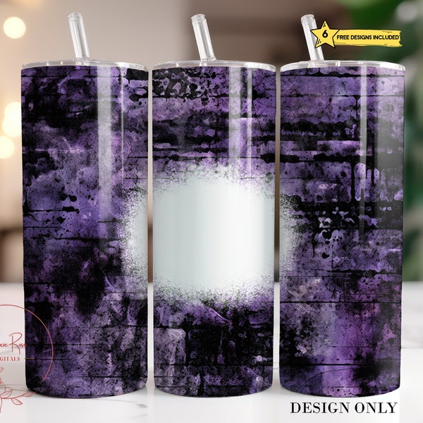 Purple Black Background Tumbler Wrap, Personalize Sports Colors 20 Oz Skinny Sublimation Tumbler PNG Design Digital File Download