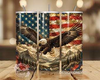 Patriottische adelaar PNG Tumbler Wrap, Fourth of July Dad PNG-sublimatieontwerp, digitale download