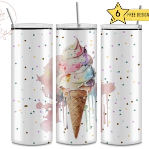 Eistüte 20 Oz Skinny Sublimationsbecher Wrap Digital Design PNG Datei herunterladen