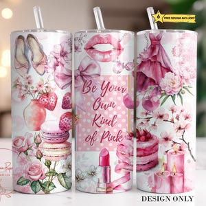 Pink Coquette Bow Tumbler Wrap: 20 Oz Skinny Sublimation Design (PNG)