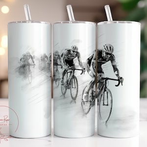 Cyclist Cycling Race Tumbler Wrap, 20 Oz Skinny Sublimation Tumbler Design PNG, Bicyclist Sports, Cyclist Racing, Digital PNG File Download