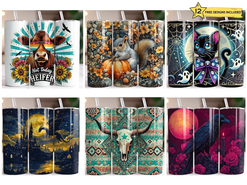 a collage of coffee mugs with animals on them