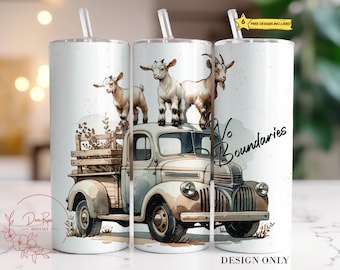 Omslag van grappige geiten op oude vrachtwagen: 20 oz mager sublimatieontwerp (digitale download)