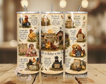Funny Chicken Mom PNG Tumbler Wrap, Rooster Farm Life PNG-sublimatieontwerp, digitale download