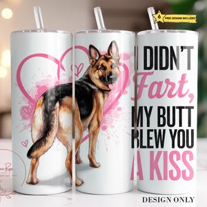 German Shepherd Tumbler Wrap PNG, Valentines Day 20 Oz Skinny Sublimation Tumbler PNG, Cute Valentine Dog Tumbler Design Download
