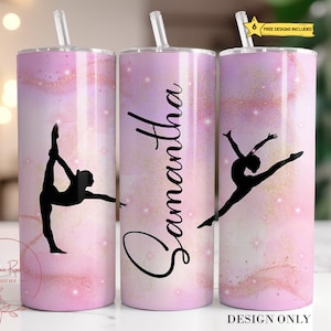 Gymnastics Tumbler Wrap, Personalized Gymnast 20 Oz Skinny Sublimation Tumbler PNG, Gymnastics Tumbler PNG Design Digital File Download