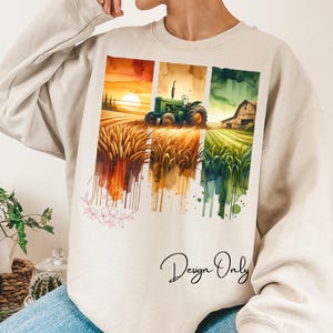 Tracteur vert vintage PNG : conception de sublimation de grange de ferme (téléchargement numérique)
