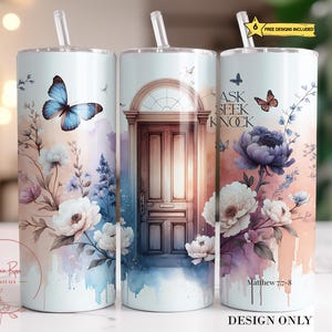God Christian Tumbler Wrap PNG,  Bible Verse 20 Oz Skinny Tumbler Sublimation Design, Scripture God Jesus Tumbler PNG Design Download