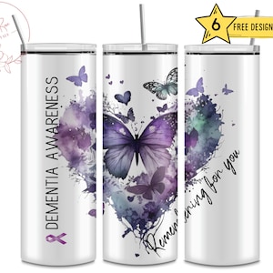 Dementia Awareness Tumbler Wrap: Butterfly Design (PNG Digital File)