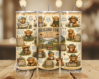 Cottagecore Highland Cow PNG Tumbler Wrap, Country Quotes PNG-sublimatieontwerp, digitale download