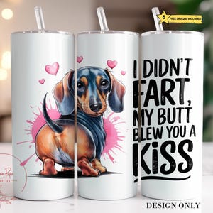 Cute Doxie Tumbler Wrap PNG, Valentine&#39;s Day Dachshund 20 Oz Skinny Sublimation Tumbler PNG, Trendy Black Doxie Dog Tumbler Design Download