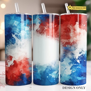 Red Blue Grunge Tumbler Wrap: Sports Colors PNG (Digital Download)