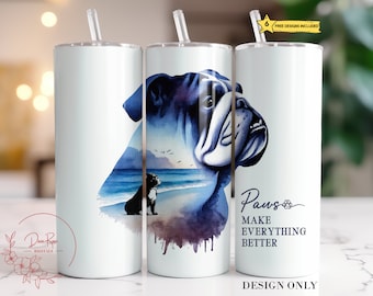 Wrap beker American Bulldog: 20 oz mager sublimatieontwerp (digitale png-download)
