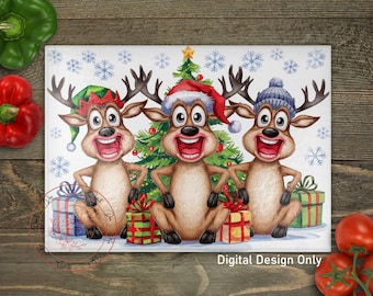 Ontwerp grappig rendierkerstsublimatie snijplank: png (digitale download)
