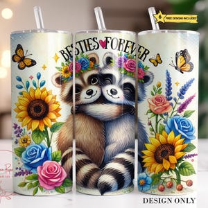 Envoltura de vaso Best Friends PNG, vaso de sublimación delgado Besties Forever de 20 oz PNG, lindo diseño de vaso para niños BFF