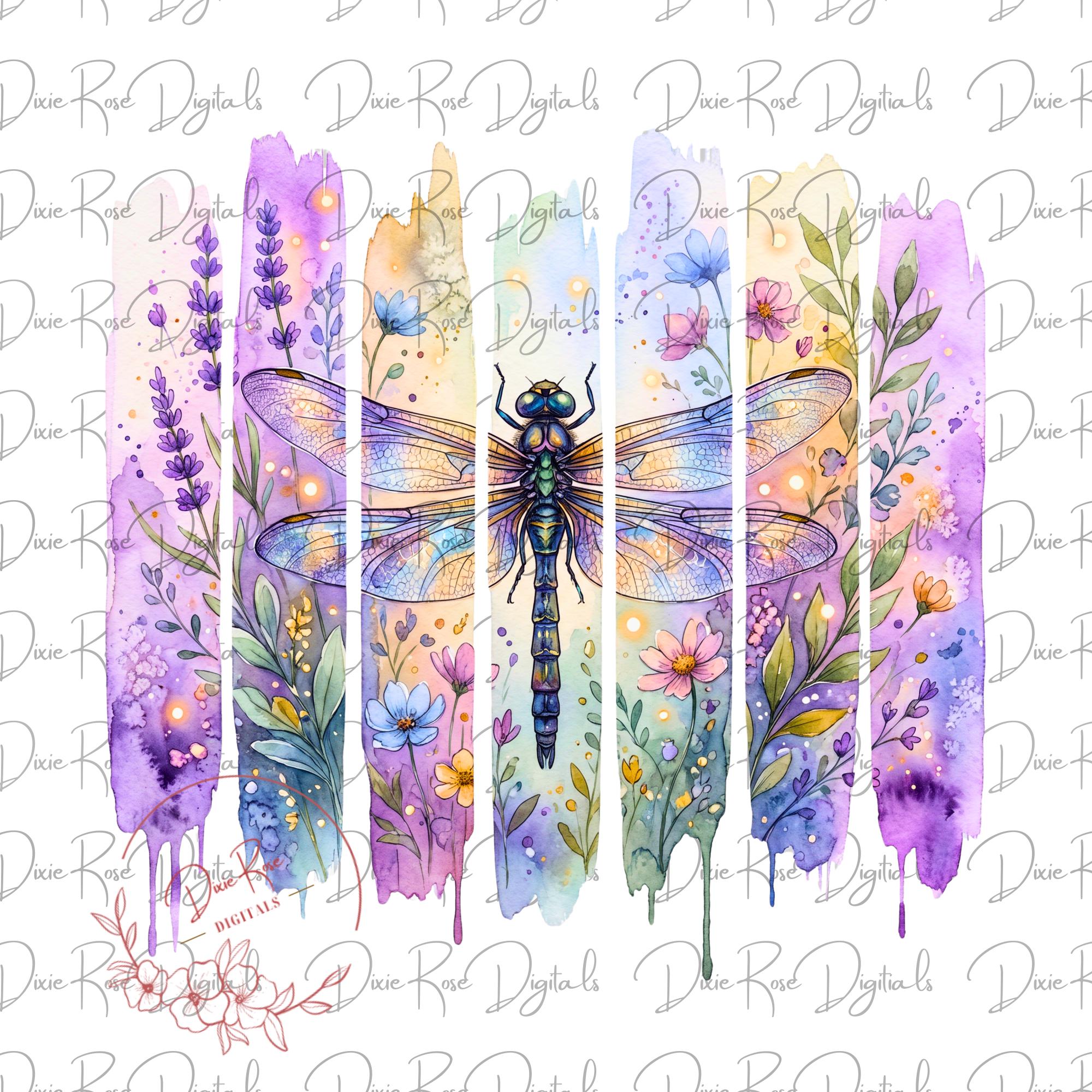 Floral Dragonfly PNG, Watercolor Wildflowers Brushstroke PNG ...