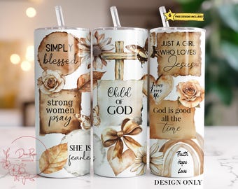 Christian Tumbler Wrap PNG: Boho Bible Verse Sublimation Design (Digital Download)
