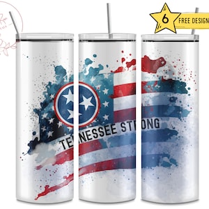 Tennessee Strong Tumbler Wrap: Patriotic American Flag (Digital PNG File)