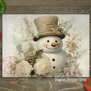 Snowman Christmas Cutting Board Sublimation Design (PNG Digital Download)