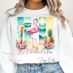 Funny Beach Flamingo PNG: Cocktail Vacation Sublimation Design (Digital Download)