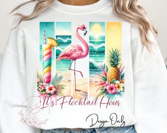 Funny Beach Flamingo PNG: Cocktail Vacation Sublimation Design (Digital Download)