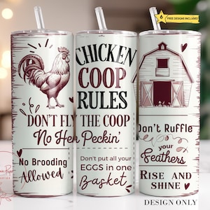 Funny Chicken Coop Rules Tumbler Wrap PNG: 20 Oz mager sublimatieontwerp (digitale download)