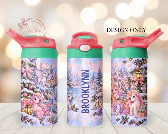 Christmas Unicorn PNG Tumbler Wrap Design, Custom 12 Oz Sippy Cup Sublimation PNG, Digital Download