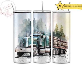 Logging Truck 20 Oz Tumbler Wrap: Sublimation PNG (Digital Download)