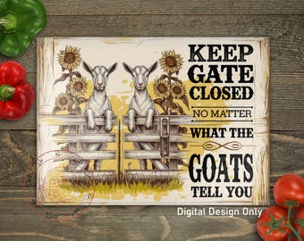 Grappig geitensnijplankontwerp, png, boerderijsublimatiedecor (digitale download)