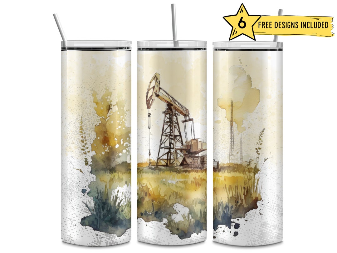 Oil Rig Wrapping Paper Oil Rig Field Construction Trade 20 Oz Skinny Sublimation Tumbler Wrap ...