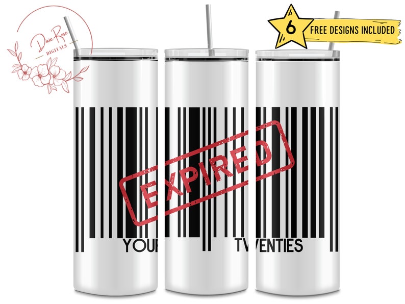 Emballage de verre d'anniversaire des années 20, impertinent joyeux anniversaire 20 Oz Skinny Sublimation Tumbler PNG, 20e anniversaire Tumbler Design Design numérique téléchargement image 1