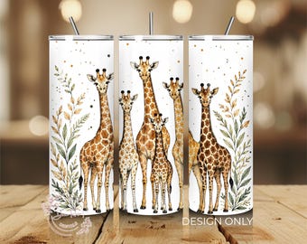 Bloemengiraf PNG Tumbler Wrap, Safari Wildlife PNG-sublimatieontwerp, digitale download