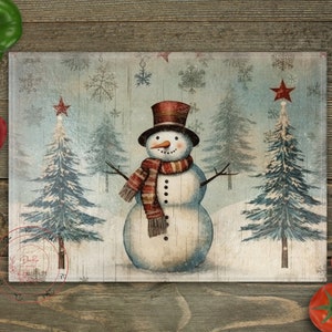 Snowman Christmas Sublimation Cutting Board PNG: Winter Design (Digital Download)