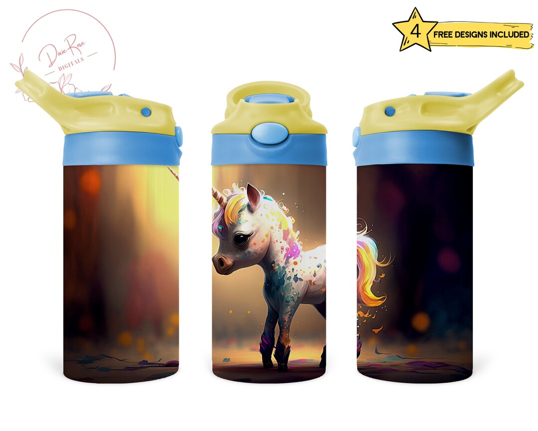 Baby Unicorn Kids 12 Oz Flip Top Skinny Sublimation Tumbler Wrap ...