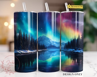 Aurora Borealis Tumbler Wrap PNG: Northern Lights Sublimation Design (Digital Download)