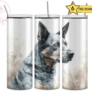Blue Heeler Dog 20 Oz Tumbler Wrap: Puppy Pet Lover (Digital PNG File)