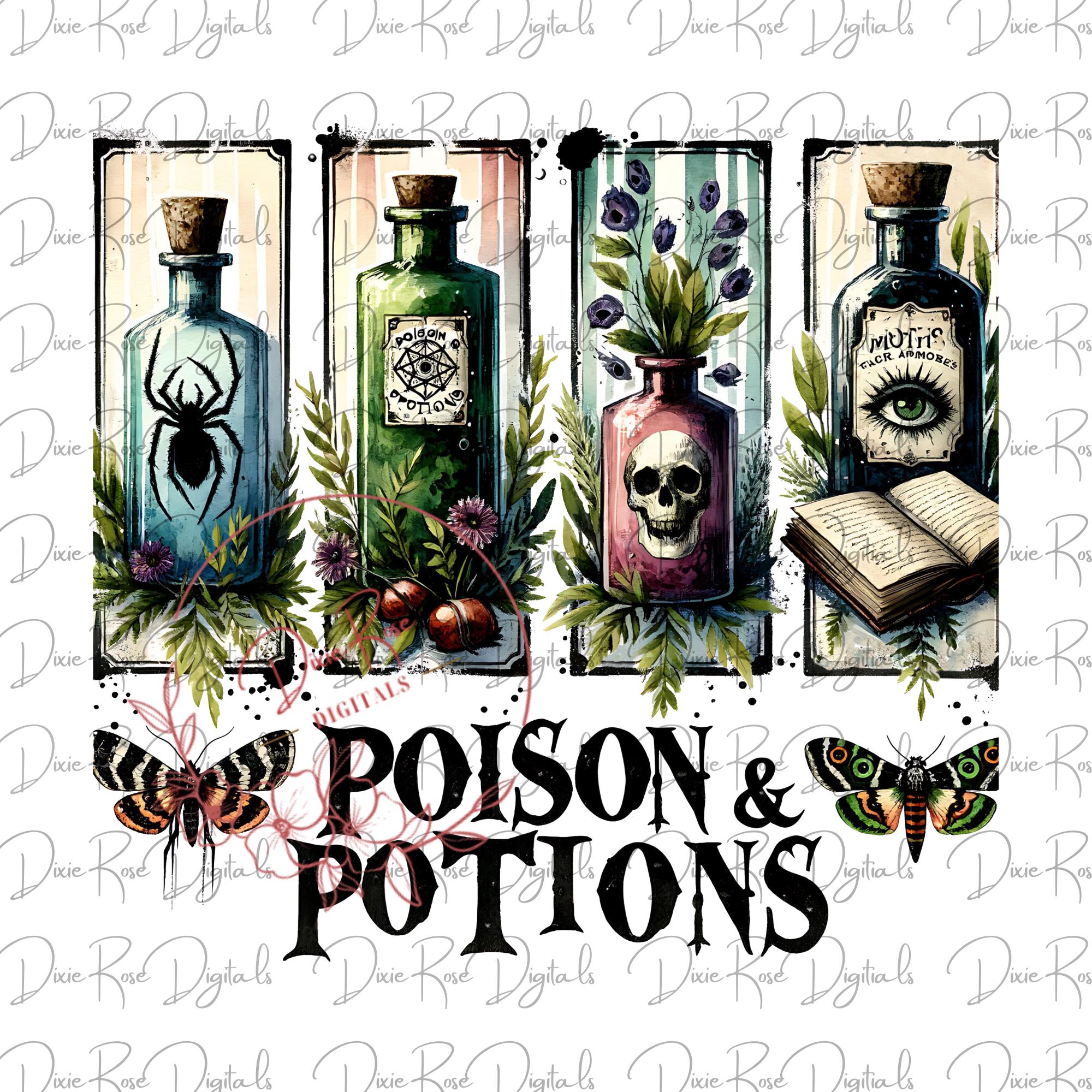 Vintage Potion Bottle PNG: Gothic Halloween Sublimation Design (digital ...