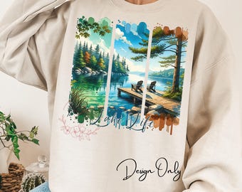 Lake Life PNG Design: Summer Vacation Sublimation Design (Digital Download)