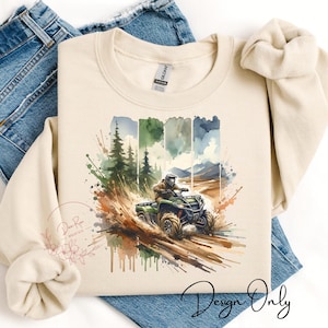 VTT quatre roues PNG conception, tout-terrain boueux 4 roues sublimation fichiers PNG, aquarelle côte à côte T-shirt Png