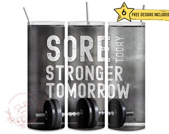 Motivational Fitness Tumbler Wrap: Weights, Workout Design (PNG Digital Download)