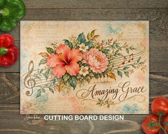 Christian Amazing Grace PNG Glass Cutting Board PNG, Faith Based Kitchen Baking Sublimation Design, Digital Download