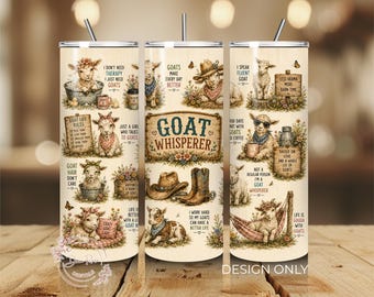 Geit PNG Tumbler Wrap, landelijke boerderij bloemen PNG-sublimatieontwerp, digitale download