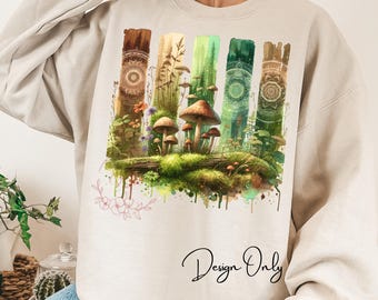 Boho Mushroom Mandala PNG: Cottagecore Sublimation Design (Digital Download)