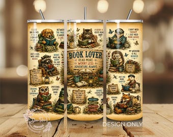 Book Lover PNG Tumbler Wrap, leesgrage reader png-sublimatieontwerp, digitale download