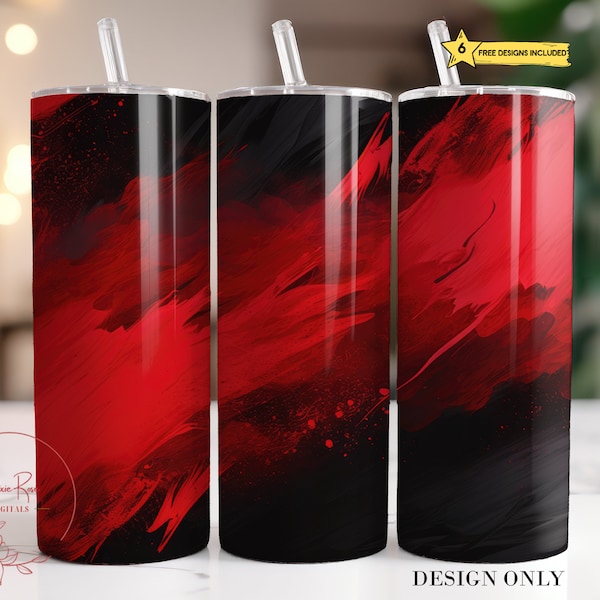 Roter Hintergrund Tumbler Wrap, schwarzer Hintergrund 20 Oz Sublimationsbecher PNG Design, Sport Hintergrund Tumbler Design Digitaler Download