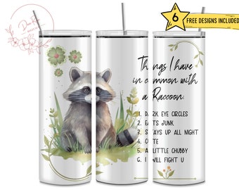 Funny Raccoon PNG Tumbler Wrap, Sublimation Design (Digital Download)