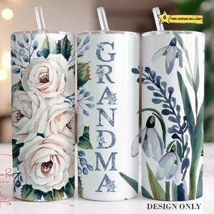 Grandma Floral Tumbler Wrap PNG: Winter Flowers Sublimation Design (Digital Download)