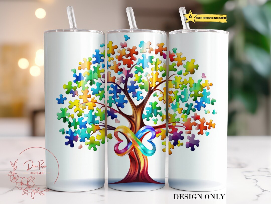Vaso personalizado con concienciación sobre el autismo PNG: Diseño