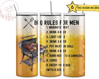 Funny BBQ Rules 20 Oz Tumbler Wrap Design (PNG Digital Download)